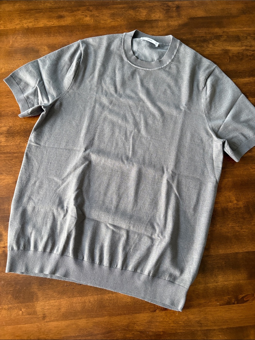 Mango Men’s Short Sleeve Crew Neck Shirt - Light Gray